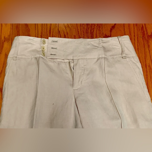 Women’s 2 BCBGMAXAZRIA Tabatha Wide Leg Beige Khaki Linen Blend Pants - Picture 12 of 16